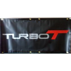 Turbo T premium 13 oz vinyl banner 4 FT x 2 FT Black with red lettering